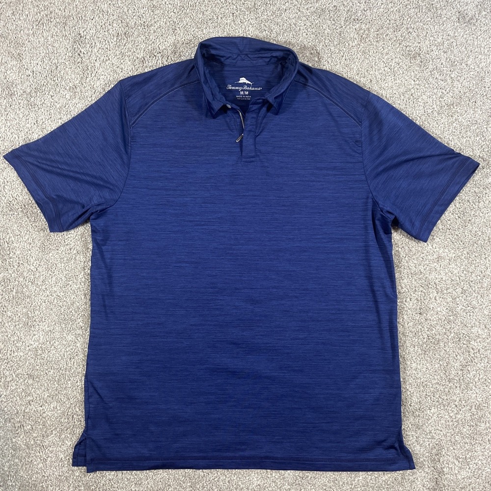 Tommy Bahama Men's Size‎ M Blue Short Sleeve 1/4 Zip Pullover Shirt EUC
